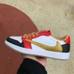 Travis Scott x Air Jordan 1 Low Black White Red Gold Hook DM7866-0