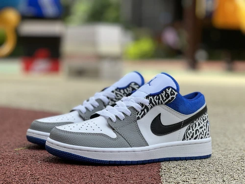 Air Jordan 1 Low "True Blue Crackle" Low-Top Basketball Sneaker DM1199-140