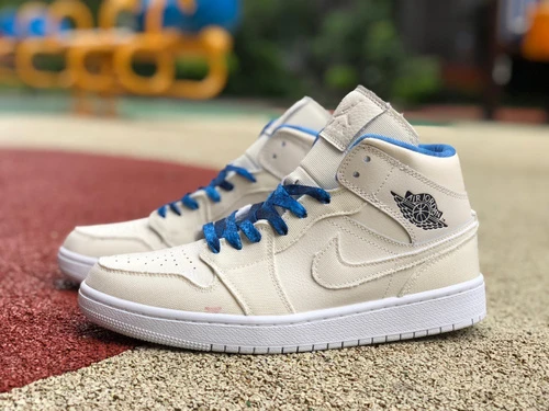 Air Jordan 1 Mid SE Beige Blue Sneakers DM9126-104