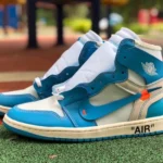 Air Jordan 1 x OFF-WHITE North Carolina Blue Sneakers AQ0818-148