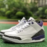 Air Jordan 3 "Dark Iris" White Purple Cracked Leather Pure Version