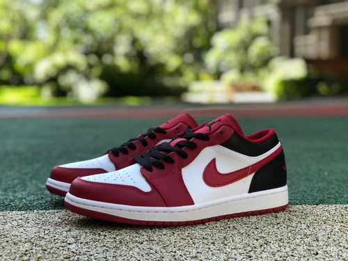 Air Jordan 1 Low "Red White Black" Retro Basketball Sneaker 553558-163