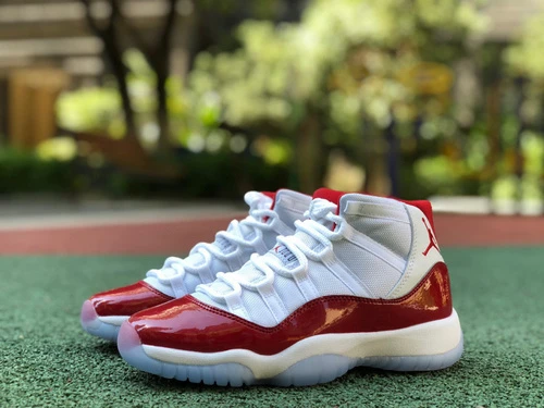 Air Jordan 11 WMNS "Cherry" White Red Basketball Shoes 378038-116