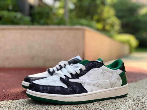 Travis Scott x Nike Air Jordan 1 Low Green White Sneakers DM7866