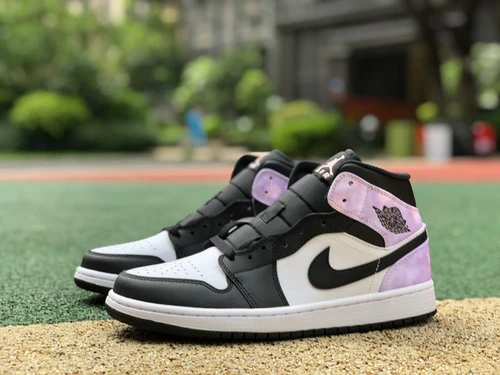 Air Jordan 1 Mid "Tie-Dye" Black Purple Sneakers DM1200-001