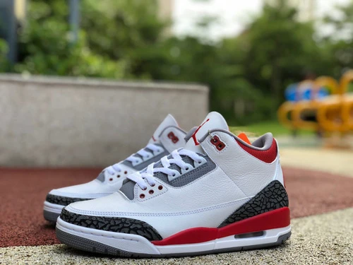 Air Jordan 3 "Fire Red" White Red Cracked Leather DN3707-160