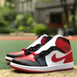 Air Jordan 1 Mid "Bred Toe" Black Red Sneakers BQ6472-079