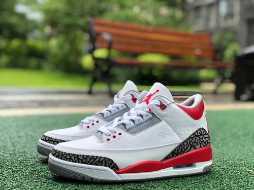 Air Jordan 3 "Fire Red" White Red Cracked Leather Pure Version DN3707-160