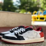 Travis Scott x Nike Air Jordan 1 Low Red Black White Sneakers DM7866