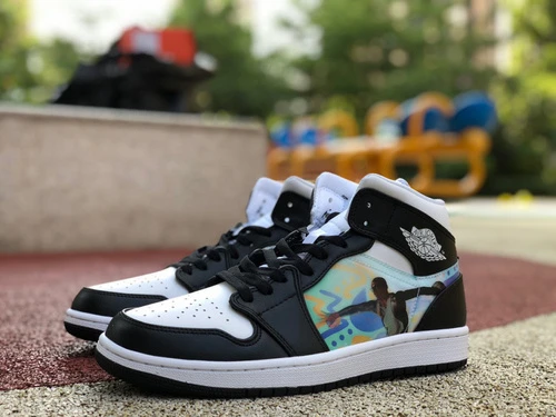 Air Jordan 1 Black White Pattern Sneakers DR9495-001