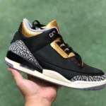 Air Jordan 3 WMNS "Black Gold" Cracked Leather Pure Version CK9246-067