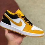 Air Jordan 1 Low White Yellow Black Sneakers 553558-701