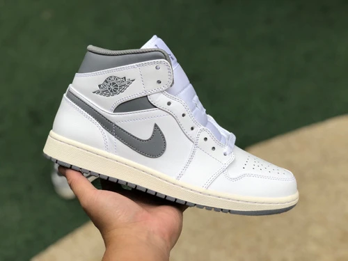 Air Jordan 1 Mid "Vintage Grey" White Grey Sneakers 554724-135