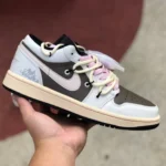 Air Jordan 1 Low White Brown Pink Sneakers 553558-062