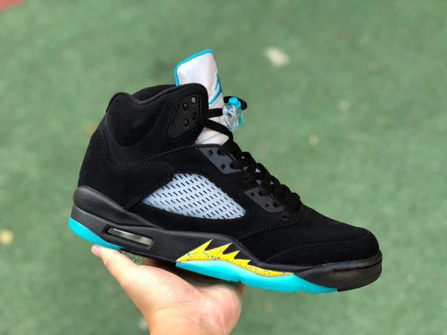 Air Jordan 5 "Aqua" Black Yellow Blue CP Original DD0587-047