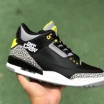 Air Jordan 3 "Oregon Ducks" Black Cracked Leather Cut Piece Version