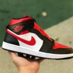 Air Jordan 1 Mid "Bred Toe" Black Red Sneakers 554724-079