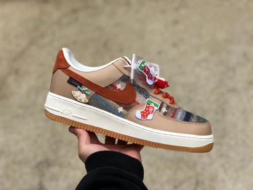 Nike Air Force 1 '07 Low Brown Red Christmas Sneakers CW2288-686