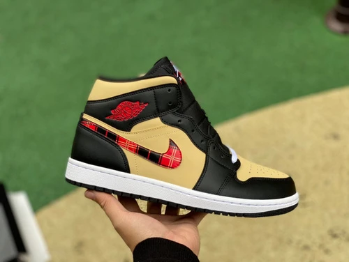 Air Jordan 1 Mid Black Brown Red Sneakers DZ5329-001