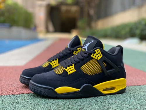 Air Jordan 4 Retro "Thunder" Black Yellow Leather DH6927-017