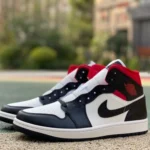 Air Jordan 1 Mid Black White Red Sneakers BQ6472-061