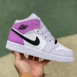 Air Jordan 1 Mid GS White Pink Purple Sneakers DQ8423-501