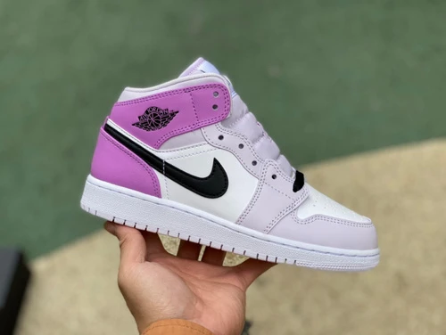 Air Jordan 1 Mid GS White Pink Purple Sneakers DQ8423-501