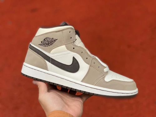 Air Jordan 1 Mid "Mocha" Beige Grey Sneakers 554766-003