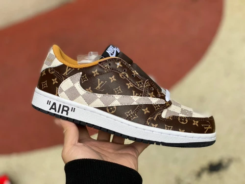 Travis Scott x Air Jordan 1 Low x Louis Vuitton Brown Sneakers DO7097