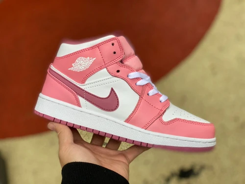 Air Jordan 1 Mid GS Pink White Sneakers DQ8423-616