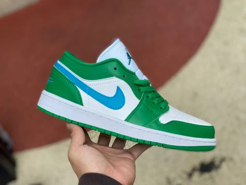 Air Jordan 1 Low White Green Blue Sneakers DC0774-304