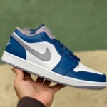 Air Jordan 1 Low White Grey Blue Sneakers 553558-412