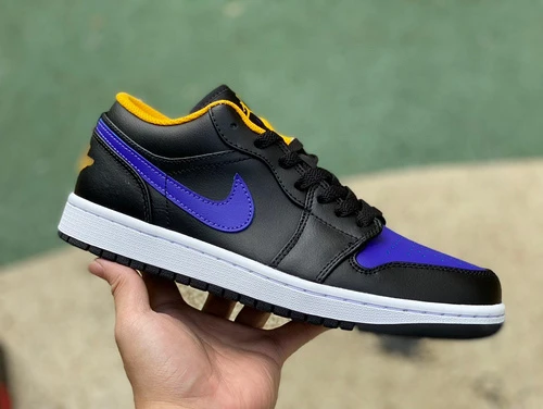 Air Jordan 1 Low "Black Purple Yellow" Retro Low-Top Sneaker 553558-075