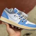 Air Jordan 1 Low White Blue Grey Sneakers 553558-053