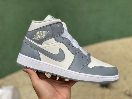 Air Jordan 1 Mid Grey White Sneakers BQ6472-115