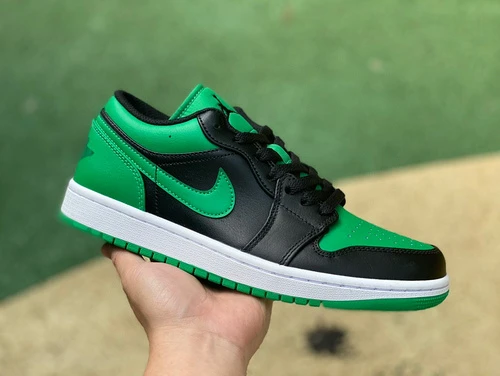 Air Jordan 1 Low "Black Green" Retro Low-Top Basketball Sneaker 553558-065