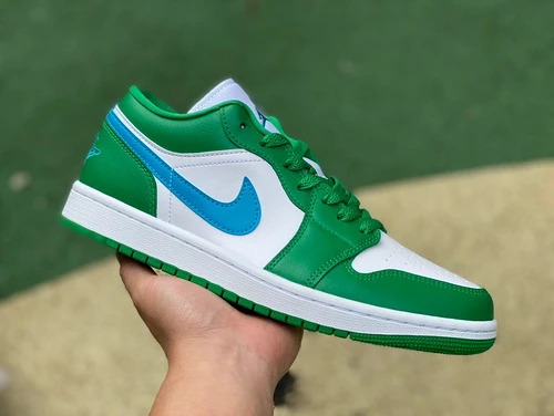 Air Jordan 1 Low White Green Blue Sneakers DC0774-304