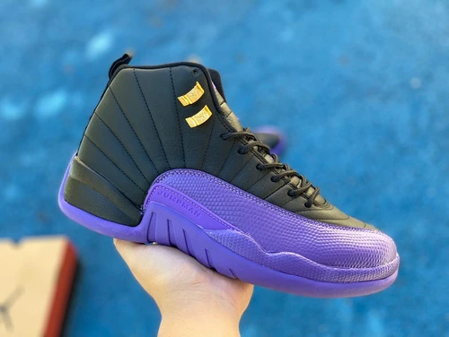 Air Jordan 12 Black Purple Gold Sneakers CT8013