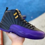 Air Jordan 12 Black Purple Gold Sneakers CT8