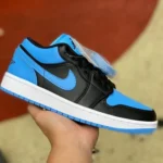 Air Jordan 1 Low "Black Blue" Low-Top Basketball Sneaker 553560-041