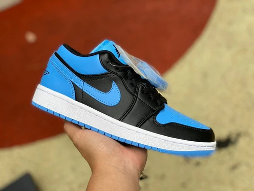 Air Jordan 1 Low "Black Blue" Low-Top Basketball Sneaker 553560-041