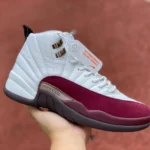 A Ma Maniere x Air Jordan 12 White Burgundy Sneakers DV6989-100