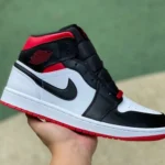 Air Jordan 1 Mid Black Red Sneakers DQ8426-106