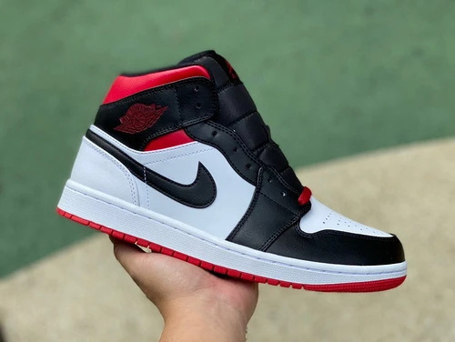 Air Jordan 1 Mid Black Red Sneakers DQ8426-106