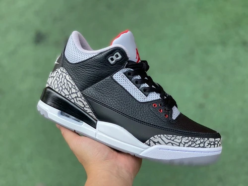 Air Jordan 3 "Black Cement" Cracked Leather Cut Piece Version 854262-001