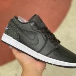 Air Jordan 1 Low "Black Crackle" Low-Top Basketball Sneaker FB9907-001