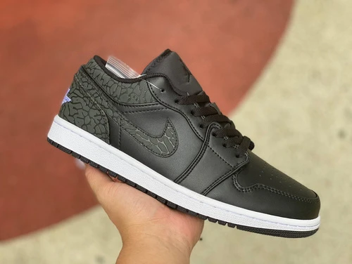 Air Jordan 1 Low "Black Crackle" Low-Top Basketball Sneaker FB9907-001