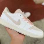 Air Jordan 1 Low White Pink Pattern Sneakers FZ0455-200