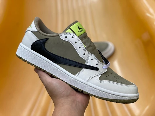 Travis Scott x Air Jordan 1 Low Golf Green Sneakers FZ3124-2