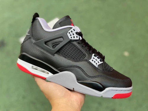 Air Jordan 4 Retro "Bred Reimagined" Black Red Leather FV5029-006